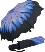 Damen Taschenschirm Flower mit Auf-Automatik - blau