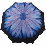 Damen Taschenschirm Flower mit Auf-Automatik - blau