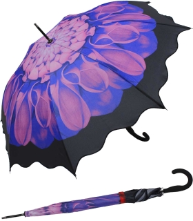 Damen Stockschirm Flower mit Auf-Automatik - lila