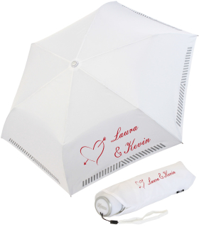 iX-brella Mini Hochzeits-Taschenschirm Amor mit reflektierender Borte personalisiert mit Namen