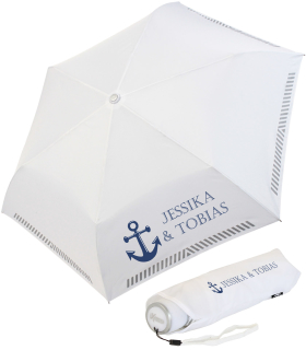 iX-brella Mini Hochzeits-Taschenschirm Anker mit reflektierender Borte personalisiert mit Namen