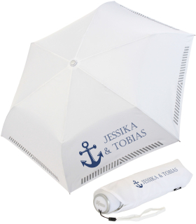 iX-brella Mini Hochzeits-Taschenschirm Anker mit reflektierender Borte personalisiert mit Namen