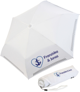 iX-brella Mini Hochzeits-Taschenschirm Ankerkette mit reflektierender Borte personalisiert mit Namen