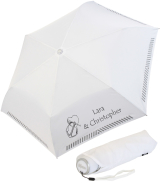 iX-brella Mini Hochzeits-Taschenschirm Herz und Anker mit reflektierender Borte personalisiert mit Namen