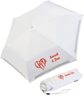 iX-brella Mini Hochzeits-Taschenschirm I love you  mit reflektierender Borte personalisiert mit Namen
