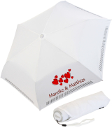 iX-brella Mini Hochzeits-Taschenschirm viele Herzen mit reflektierender Borte personalisiert mit Namen