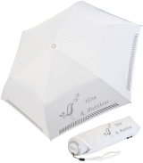 iX-brella Mini Hochzeits-Taschenschirm Vogel und Herzen mit reflektierender Borte personalisiert mit Namen