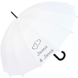 iX-brella 16-teiliger Hochzeitsschirm mit Automatik verbundene Herzen personalisiert mit Namen