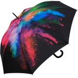 Regenschirm groß stabil mit Automatik schwarz bedruckt - holy explosion - Stockschirm