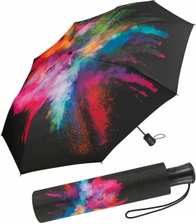 Regenschirm groß stabil mit Automatik schwarz bedruckt - holy explosion - Taschenschirm