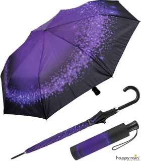 Regenschirm groß stabil mit Automatik schwarz bedruckt - funky glitter