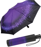 Regenschirm groß stabil mit Automatik schwarz bedruckt - funky glitter - Taschenschirm