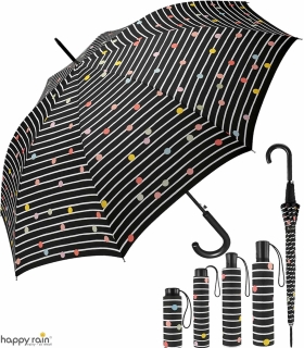 Regenschirm schwarz bedruckt - bikini dots & stripes