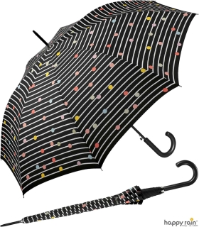 Regenschirm schwarz bedruckt - bikini dots & stripes - Stockschirm Automatik