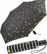 Regenschirm schwarz bedruckt - bikini dots & stripes - Taschenschirm Auf-Zu-Automatik