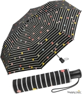 Regenschirm schwarz bedruckt - bikini dots & stripes - Taschenschirm Auf-Automatik