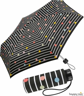 Regenschirm schwarz bedruckt - bikini dots & stripes - Mini-Taschenschirm Handöffner