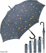 Regenschirm navy blau bedruckt - bikini dots & stripes