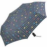 Regenschirm navy blau bedruckt - bikini dots & stripes - Taschenschirm Auf-Zu-Automatik