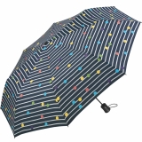 Regenschirm navy blau bedruckt - bikini dots & stripes - Taschenschirm Auf-Automatik