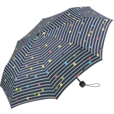 Regenschirm navy blau bedruckt - bikini dots & stripes - Taschenschirm Handöffner