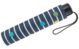 Regenschirm navy blau bedruckt - bikini dots & stripes - Taschenschirm Handöffner
