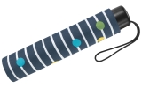 Regenschirm navy blau bedruckt - bikini dots & stripes - Taschenschirm Handöffner