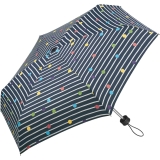 Regenschirm navy blau bedruckt - bikini dots & stripes - Mini-Taschenschirm Handöffner