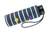 Regenschirm navy blau bedruckt - bikini dots & stripes - Mini-Taschenschirm Handöffner