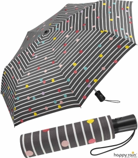 Regenschirm grau bedruckt - bikini dots & stripes - Taschenschirm Auf-Zu-Automatik