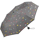 Regenschirm grau bedruckt - bikini dots & stripes - Taschenschirm Handöffner