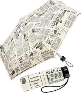 Regenschirm bedruckt - newspaper - Mini-Taschenschirm Handöffner