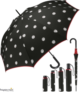 Regenschirm schwarz bedruckt - black & white dots