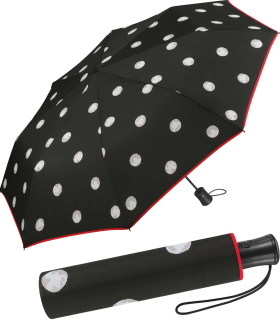 Regenschirm schwarz bedruckt - black & white dots - Taschenschirm Auf-Automatik