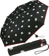 Regenschirm schwarz bedruckt - black & white dots -...