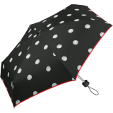 Regenschirm schwarz bedruckt - black & white dots - Mini-Taschenschirm Handöffner