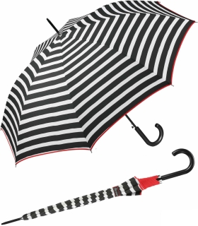 Regenschirm schwarz bedruckt - black & white stripes - Stockschirm Automatik