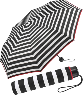Regenschirm schwarz bedruckt - black & white stripes - Taschenschirm Handöffner