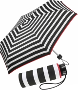 Regenschirm schwarz bedruckt - black & white stripes - Mini-Taschenschirm Handöffner