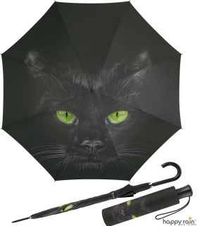 Regenschirm mit Auf-Automatik schwarz bedruckt - cat
