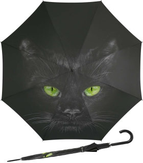 Regenschirm mit Auf-Automatik schwarz bedruckt - cat - Stockschirm