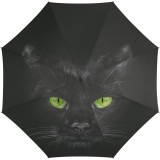 Regenschirm mit Auf-Automatik schwarz bedruckt - cat - Stockschirm