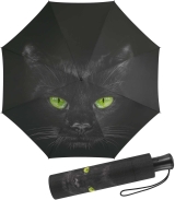 Regenschirm mit Auf-Automatik schwarz bedruckt - cat -...