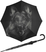Regenschirm mit Auf-Automatik schwarz bedruckt - dog - Stockschirm