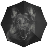 Regenschirm mit Auf-Automatik schwarz bedruckt - dog - Stockschirm