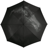 Regenschirm mit Auf-Automatik schwarz bedruckt - horse - Stockschirm