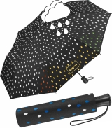 Regenschirm schwarz mit Farbwechsel bei Nässe - Rain Drops - Taschenschirm Auf-Automatik