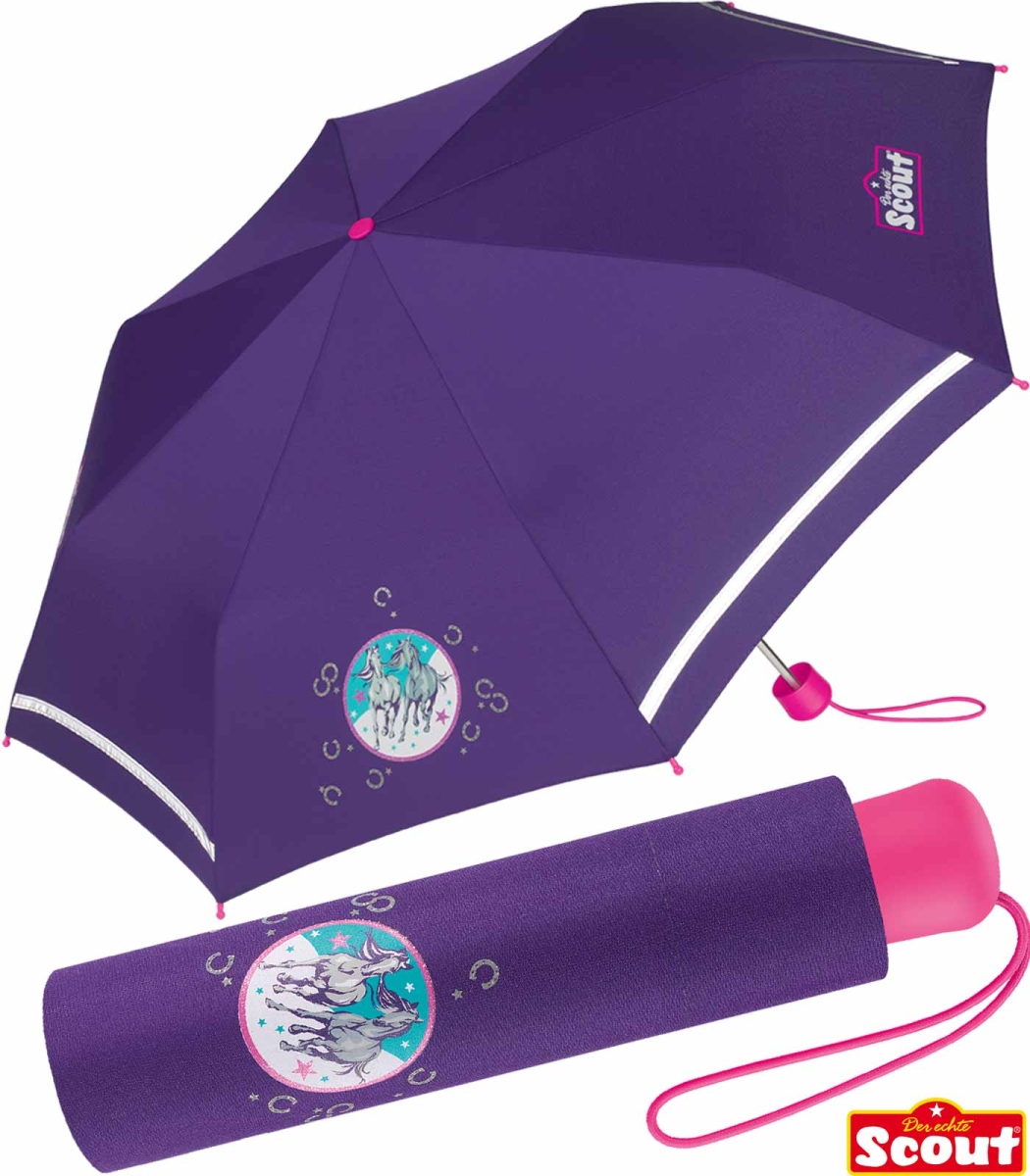 Scout Kinder-Taschenschirm mit reflektierendem Element Wild Horse - P