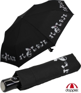 Doppler Damen Taschenschirm mit Auf-Zu-Automatik Magic Fiber Cats - black
