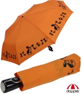Doppler Damen Taschenschirm mit Auf-Zu-Automatik Magic Fiber Cats - orange
